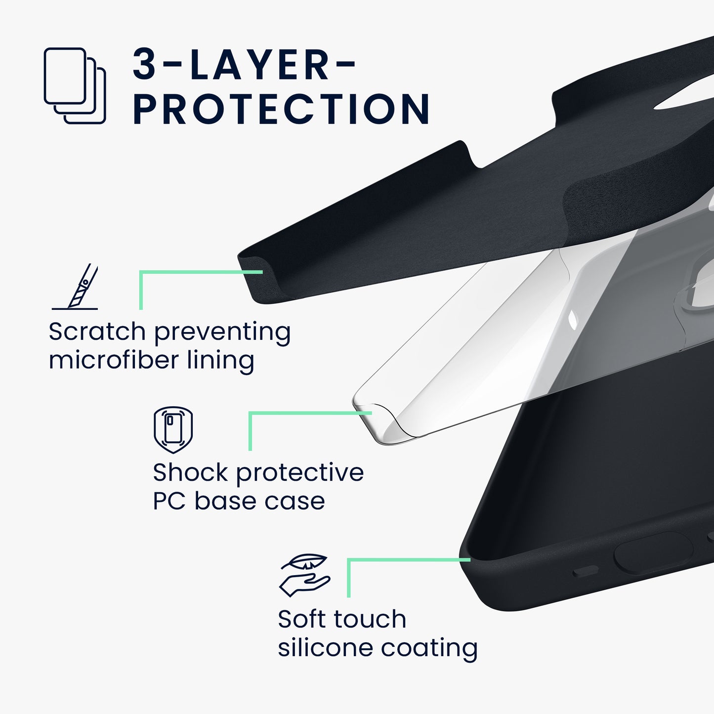 kwmobile Phone Case for iPhone 15 Pro - Silicone Cover - Wireless Charging