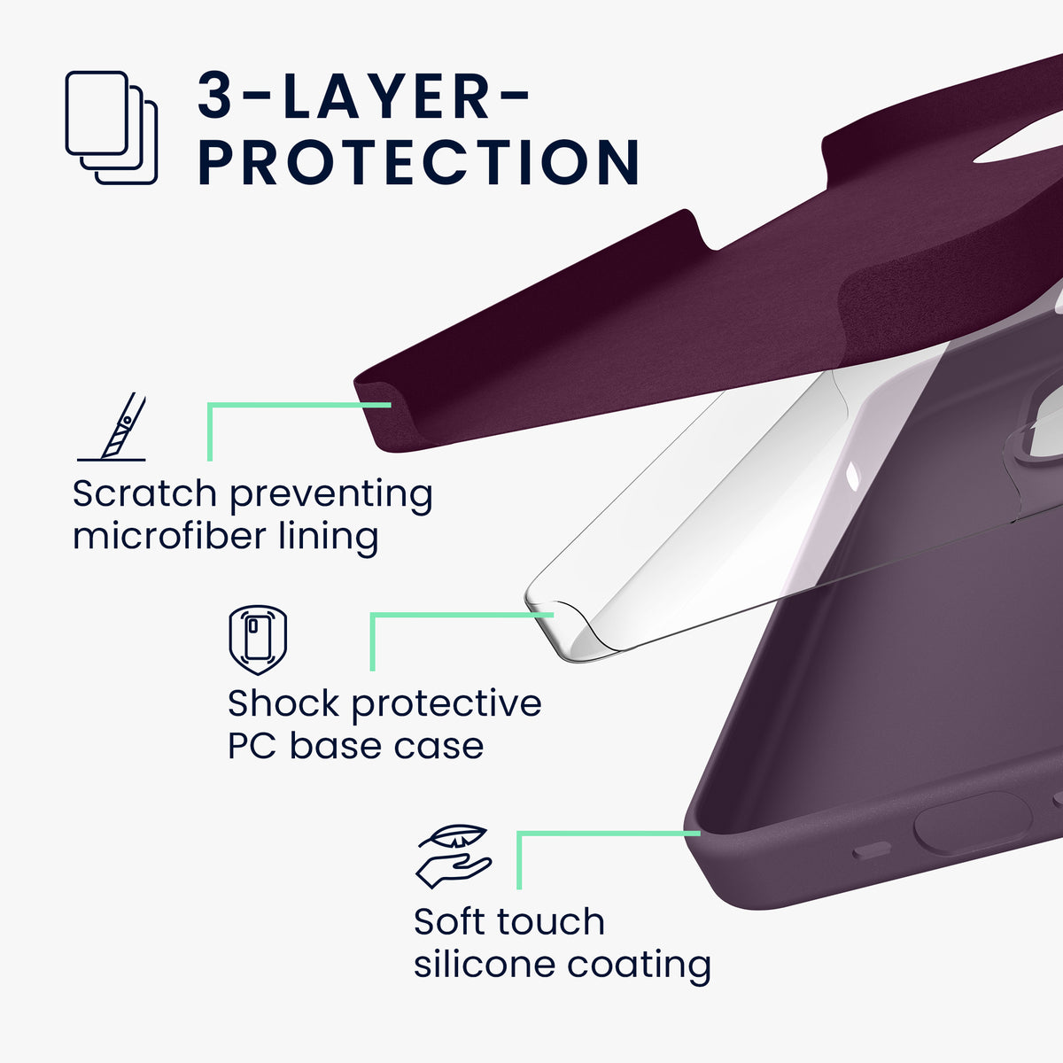 kwmobile Phone Case for iPhone 15 Pro - Silicone Cover - Wireless Charging