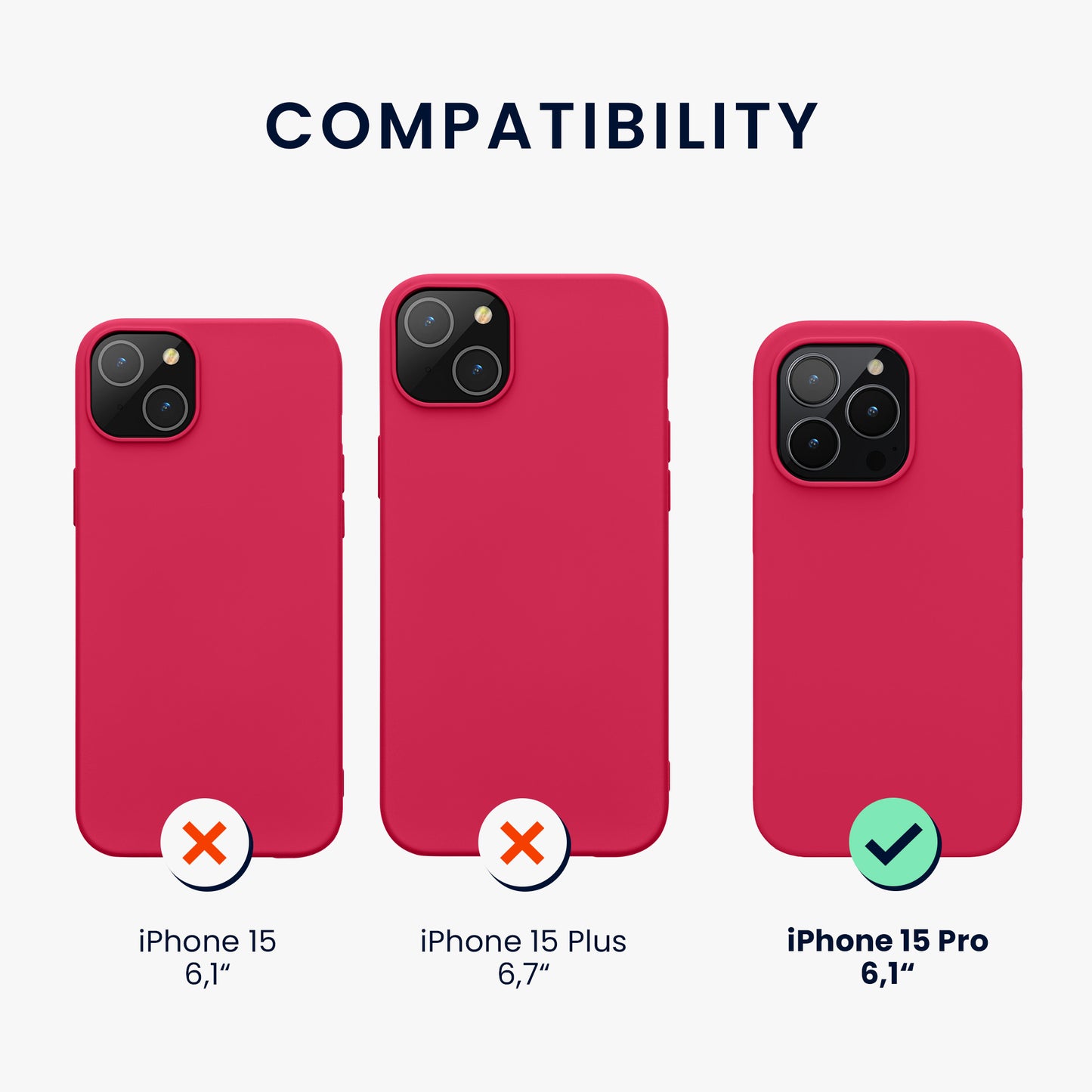 kwmobile Case Compatible with iPhone 15 Pro Case - Soft and Slim Silicone Phone Cover - Shock Absorbing Flexible Case