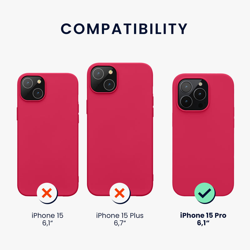 kwmobile Case Compatible with iPhone 15 Pro Case - Soft and Slim Silicone Phone Cover - Shock Absorbing Flexible Case