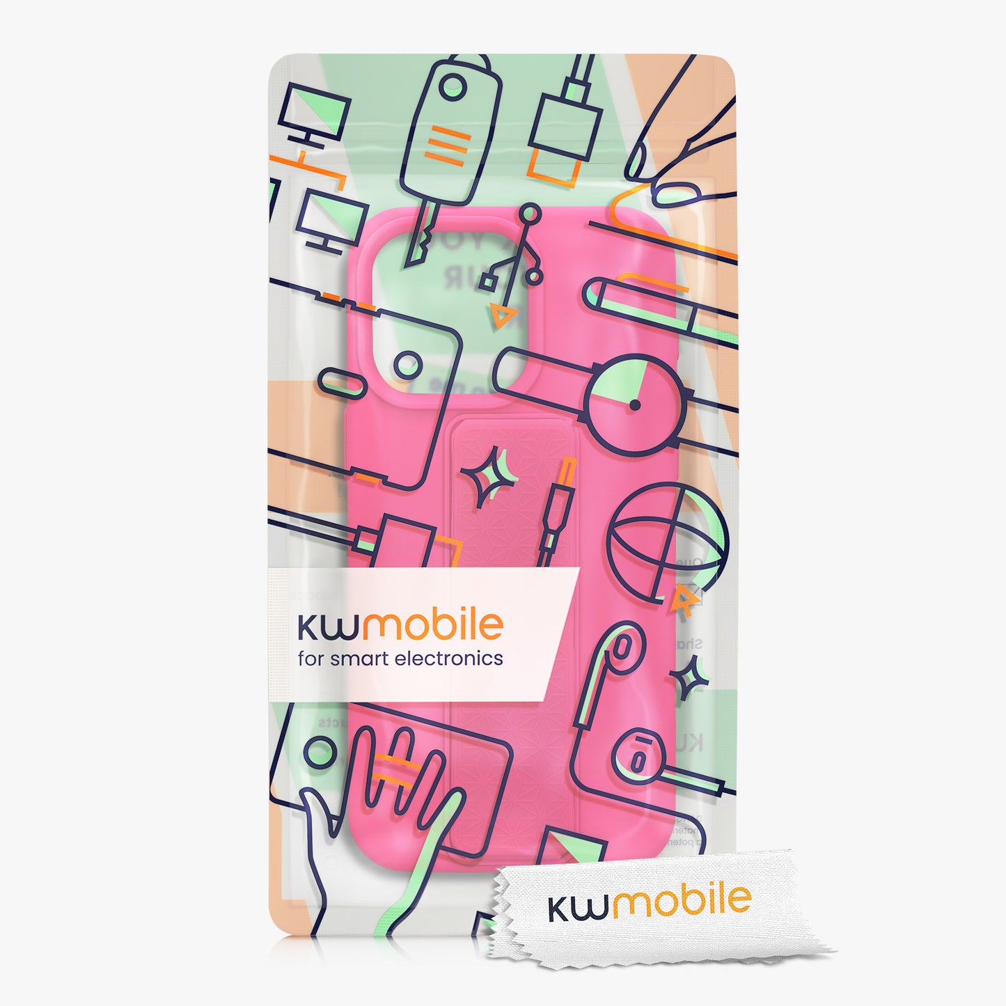 kwmobile Phone Case for Apple iPhone 15 Pro Max with Finger Holder and Stand
