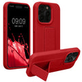 kwmobile Handyhülle für Apple iPhone 15 Pro Max Hülle - TPU Silikon Case mit Fingerhalter und Stand - Schutzhülle Cover in Rot Rot  