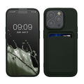 kwmobile Handyhülle für Apple iPhone 15 Pro Hülle mit Kartenfach - TPU Case - Kabelloses Laden - Schutzhülle Cover in Dunkelgrün Dunkelgrün  