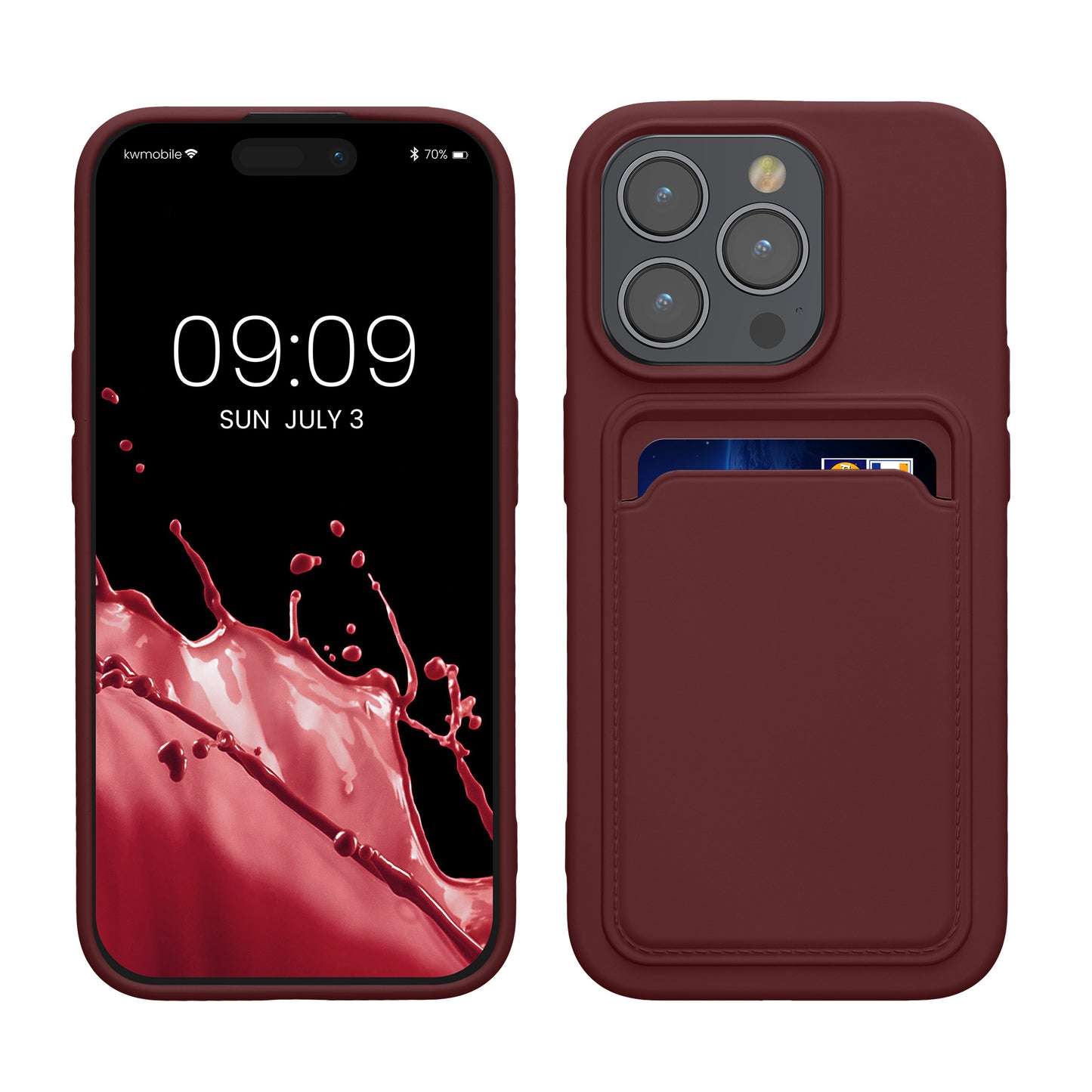 kwmobile Handyhülle für Apple iPhone 15 Pro Hülle mit Kartenfach - TPU Case - Kabelloses Laden - Schutzhülle Cover in Tawny Red Tawny Red  