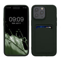 kwmobile Handyhülle für Apple iPhone 15 Pro Max Hülle mit Kartenfach - TPU Case - Kabelloses Laden - Schutzhülle Cover in Dunkelgrün Dunkelgrün  