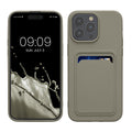 kwmobile Handyhülle für Apple iPhone 15 Pro Max Hülle mit Kartenfach - TPU Case - Kabelloses Laden - Schutzhülle Cover in Hellgrau matt Hellgrau matt  