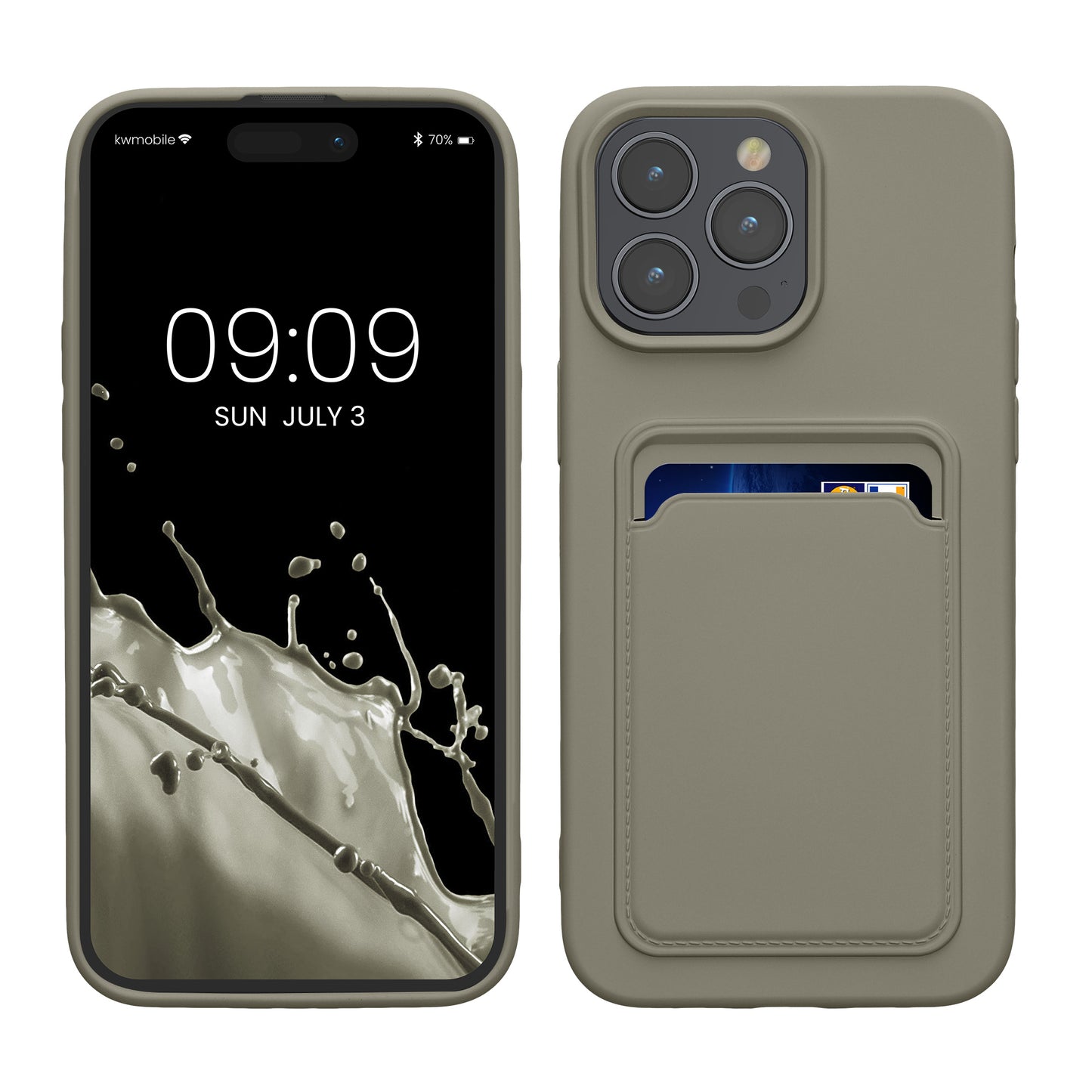 kwmobile Handyhülle für Apple iPhone 15 Pro Max Hülle mit Kartenfach - TPU Case - Kabelloses Laden - Schutzhülle Cover in Hellgrau matt Hellgrau matt  
