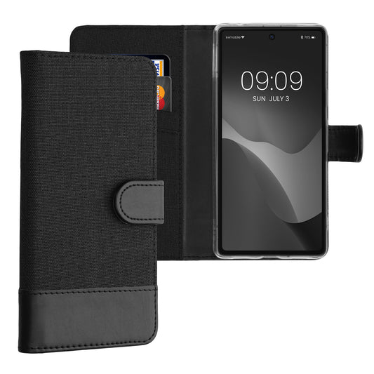 kwmobile Wallet Case Compatible with Google Pixel 7a - Cover with Stand - Phone Case Card Slots