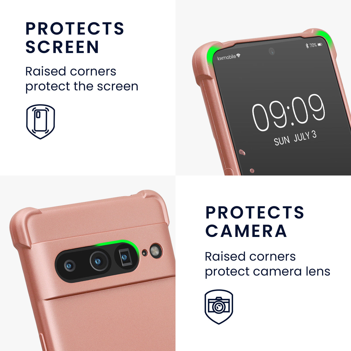 Google Pixel 7 Pro Necklace Phone Case Rose Gold Metallic