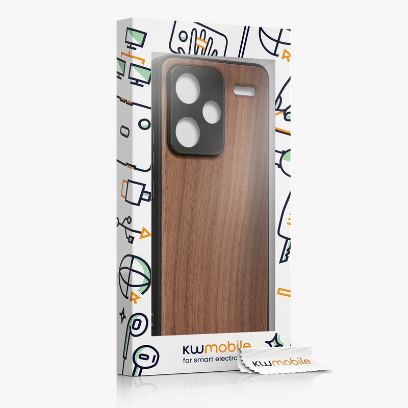 Wooden Case with TPU Bumper for Xiaomi Redmi Note 13 Pro+ 5G / Redmi Note 13 Pro Plus 5G
