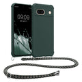 kwmobile Necklace Case kompatibel mit Google Pixel 8a Hülle - Cover mit Kordel zum Umhängen - Silikon Schutzhülle Moosgrün Moosgrün  