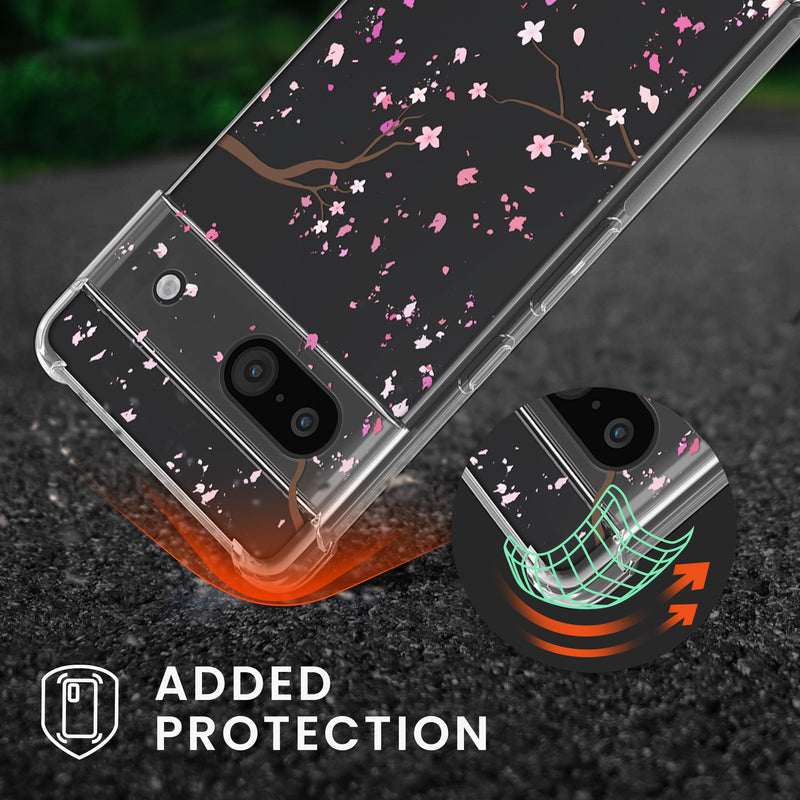 kwmobile Necklace Case compatible with Google Pixel 8a - Silicone Cover with Lanyard Transparent Jungle