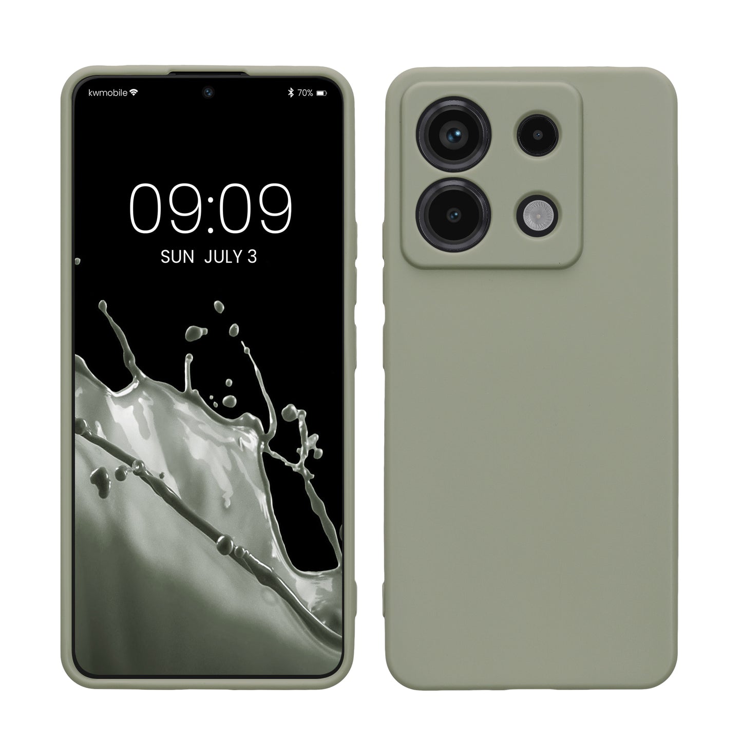 kwmobile Handyhülle für Xiaomi Redmi Note 13 Pro 5G / Poco X6 5G Hülle - TPU Case - Kabelloses Laden - Schutzhülle Cover in Graugrün Graugrün  