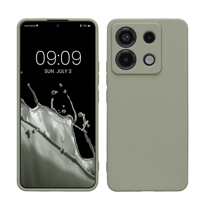 kwmobile Handyhülle für Xiaomi Redmi Note 13 Pro 5G / Poco X6 5G Hülle - TPU Case - Kabelloses Laden - Schutzhülle Cover in Graugrün Graugrün  