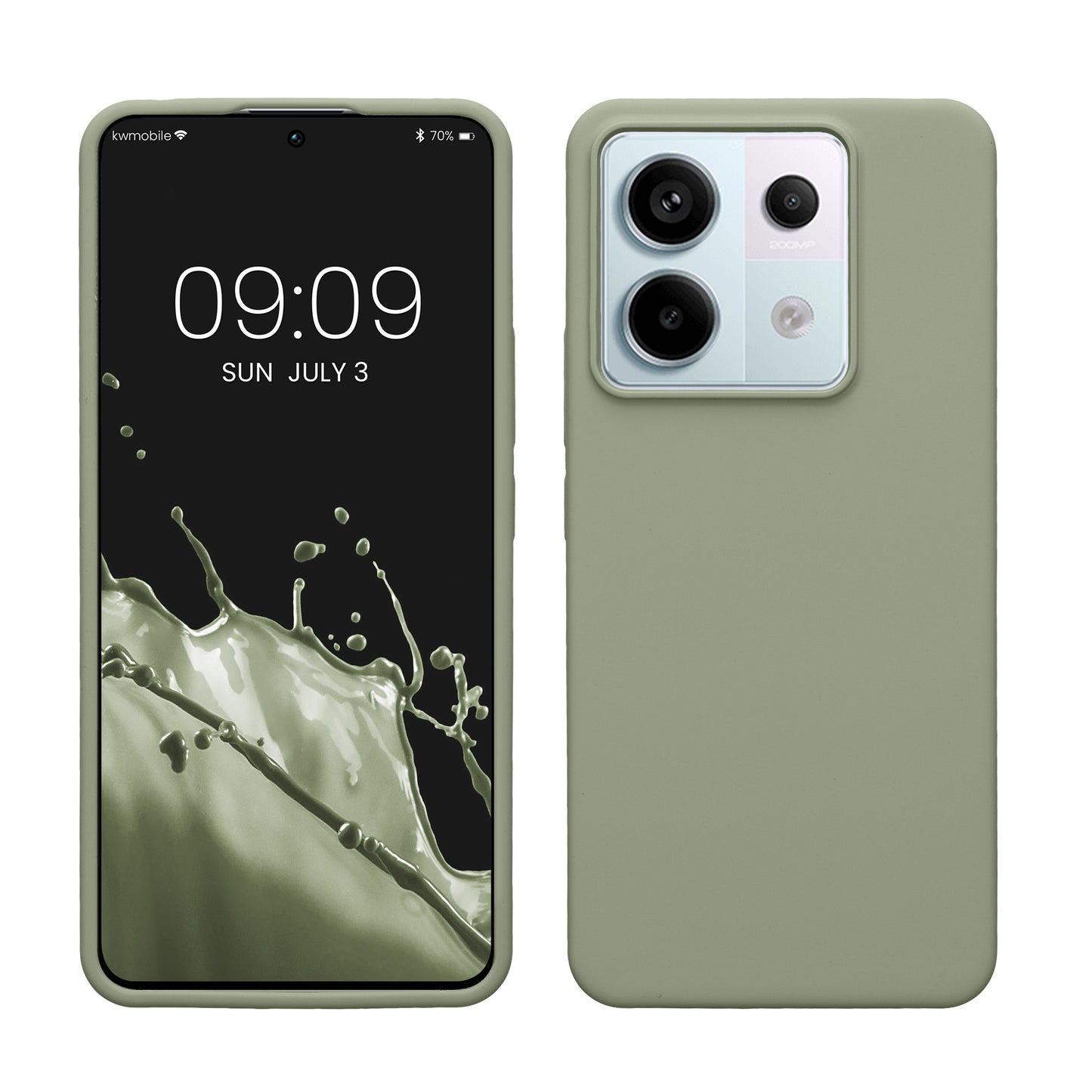 kwmobile Handyhülle für Xiaomi Redmi Note 13 Pro 5G / Poco X6 5G Hülle - Case Silikon - Kabelloses Laden - Schutzhülle Cover in Graugrün Graugrün  