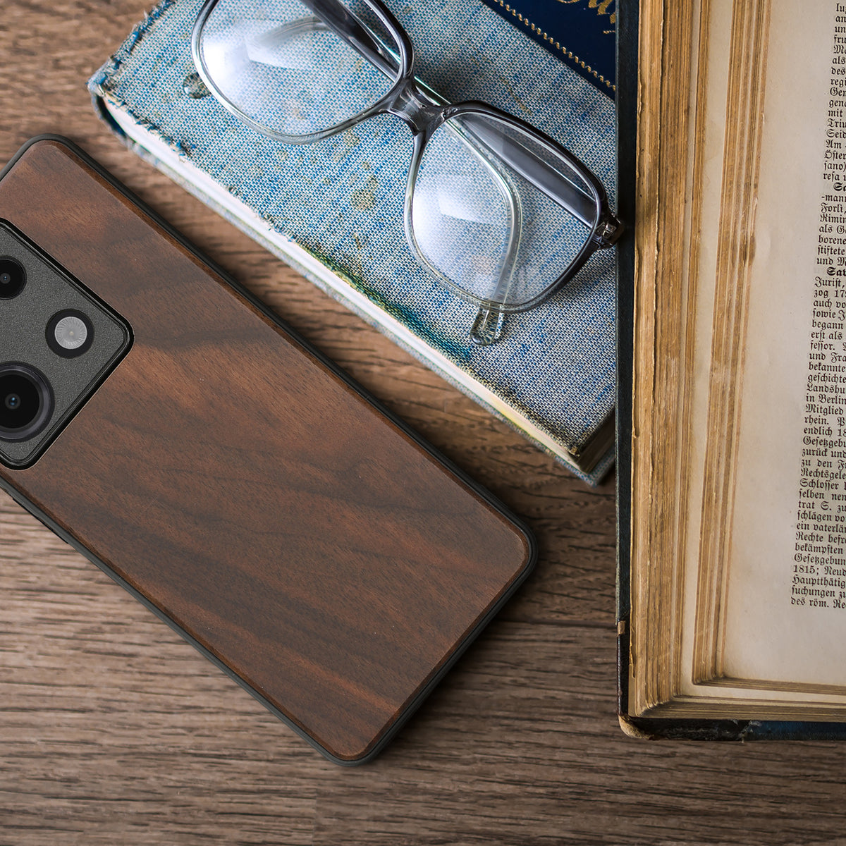 Shockproof Wood Hard Case with TPU Bumper for Xiaomi Redmi Note 13 Pro 5G / Poco X6 5G