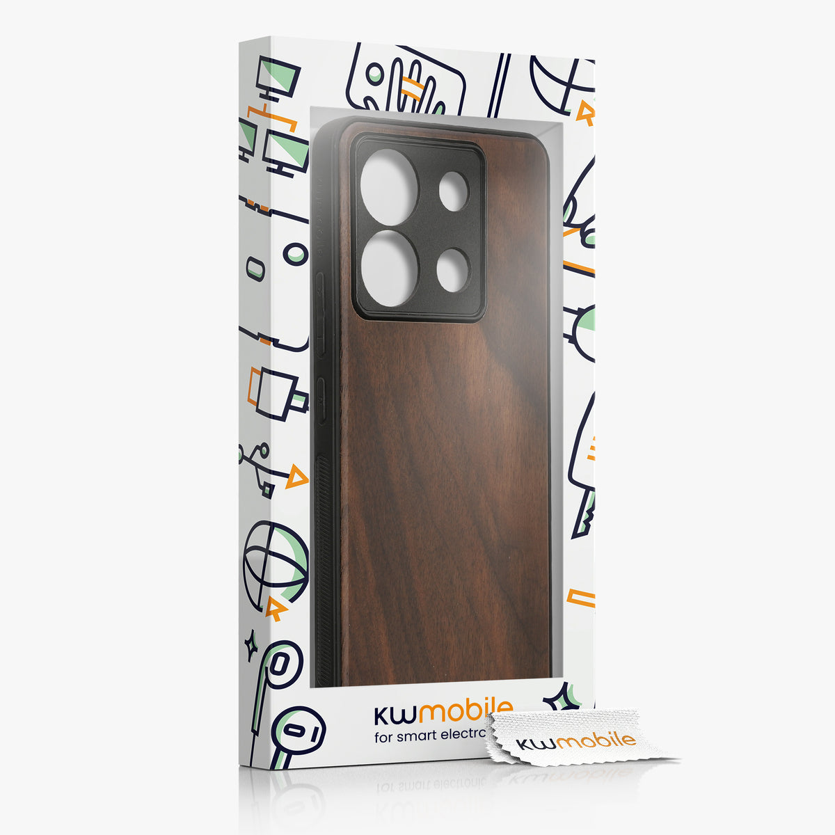 Shockproof Wood Hard Case with TPU Bumper for Xiaomi Redmi Note 13 Pro 5G / Poco X6 5G
