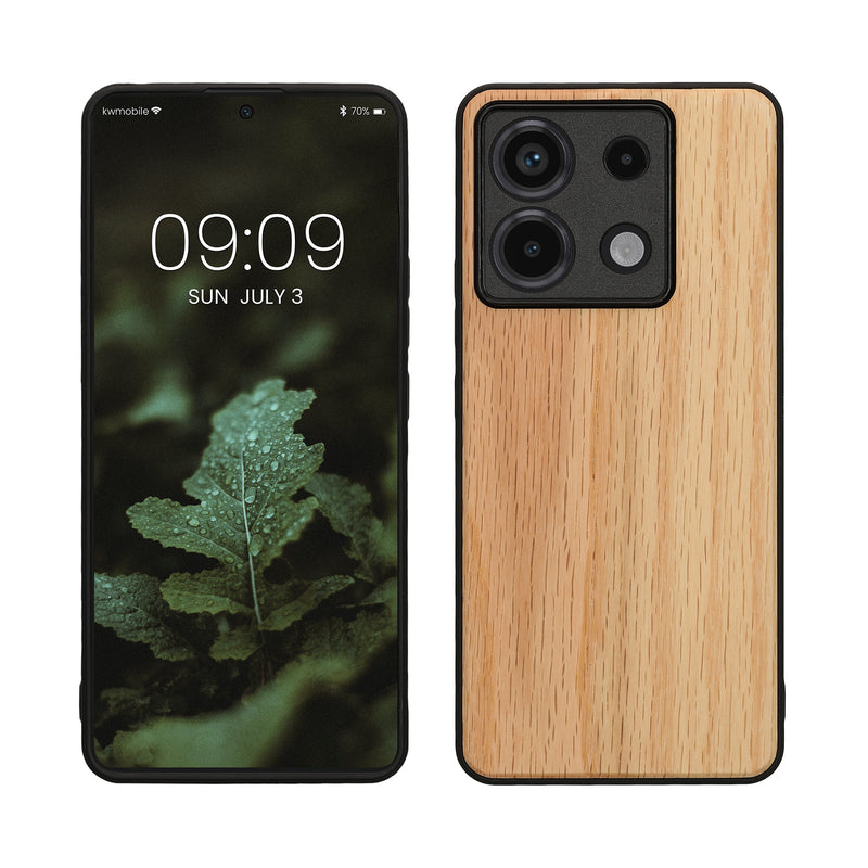 Shockproof Wood Hard Case with TPU Bumper for Xiaomi Redmi Note 13 Pro 5G / Poco X6 5G