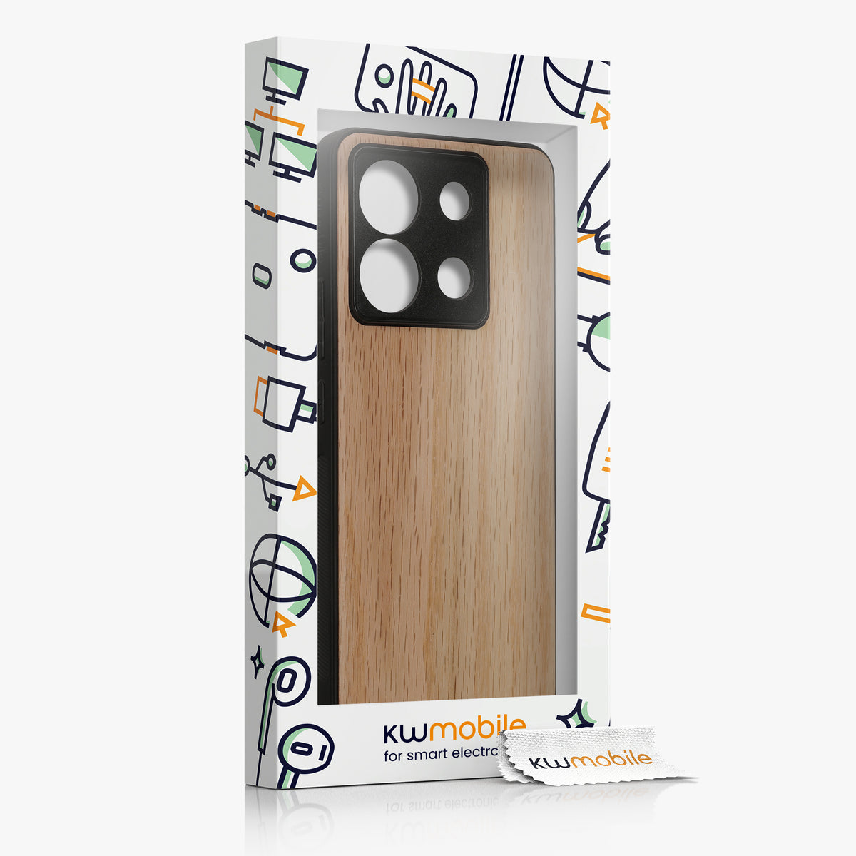 Shockproof Wood Hard Case with TPU Bumper for Xiaomi Redmi Note 13 Pro 5G / Poco X6 5G