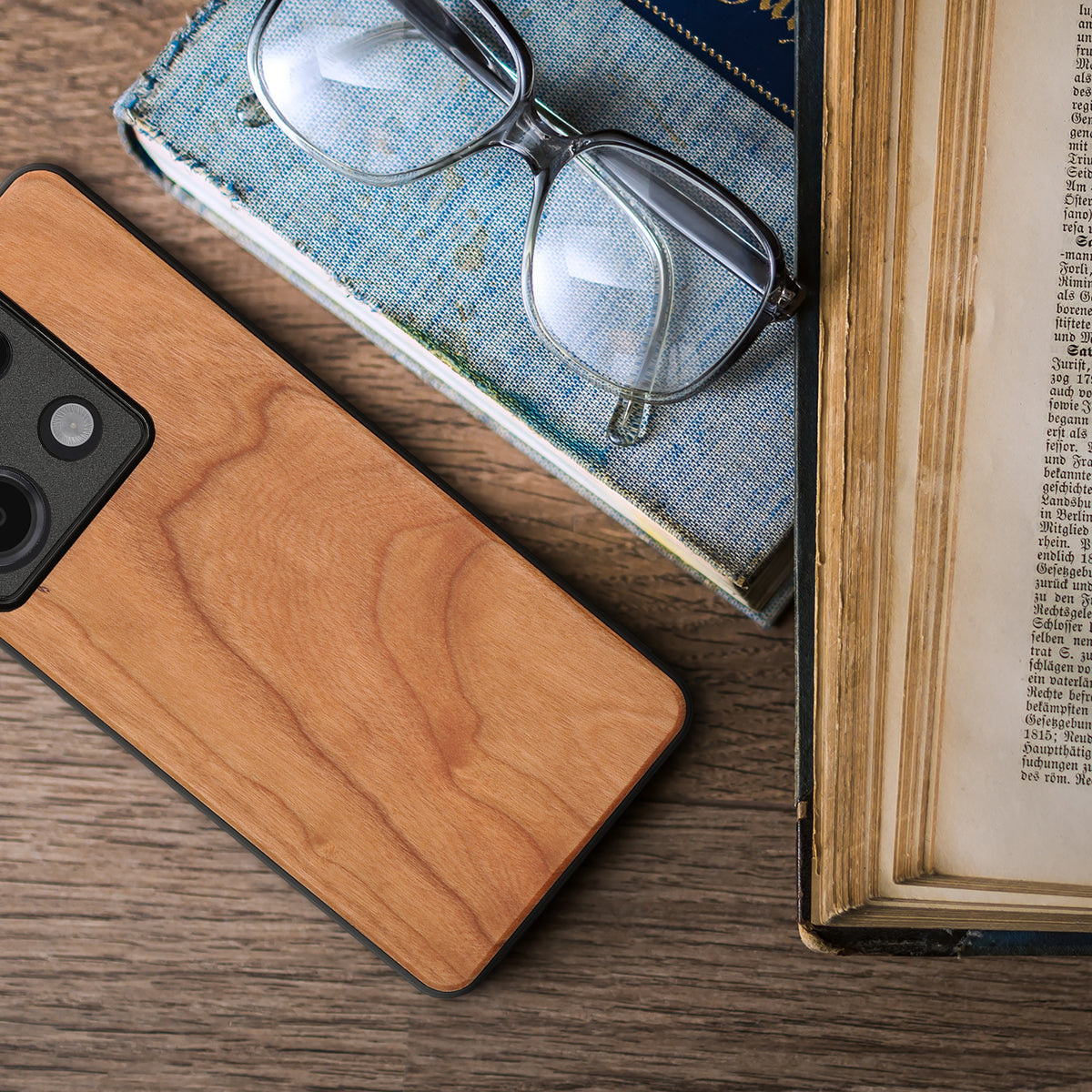 Shockproof Wood Hard Case with TPU Bumper for Xiaomi Redmi Note 13 Pro 5G / Poco X6 5G