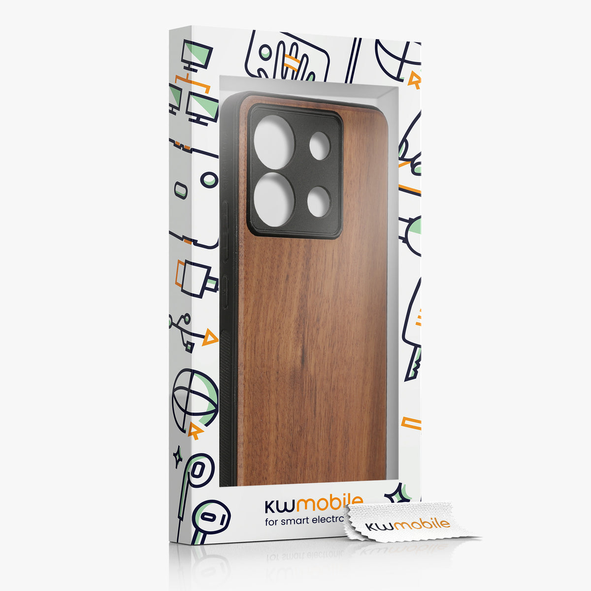 Shockproof Wood Hard Case with TPU Bumper for Xiaomi Redmi Note 13 Pro 5G / Poco X6 5G