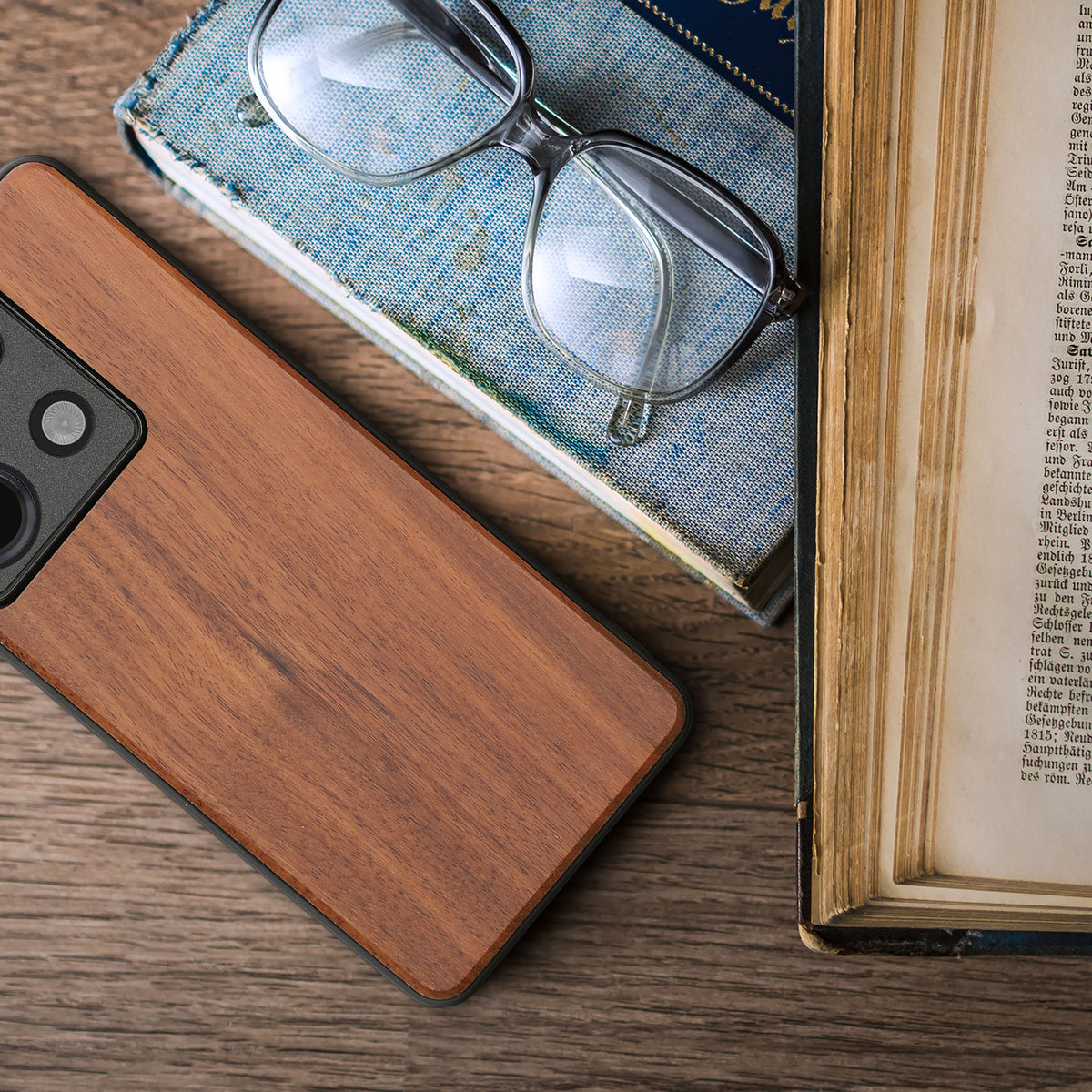 Shockproof Wood Hard Case with TPU Bumper for Xiaomi Redmi Note 13 Pro 5G / Poco X6 5G