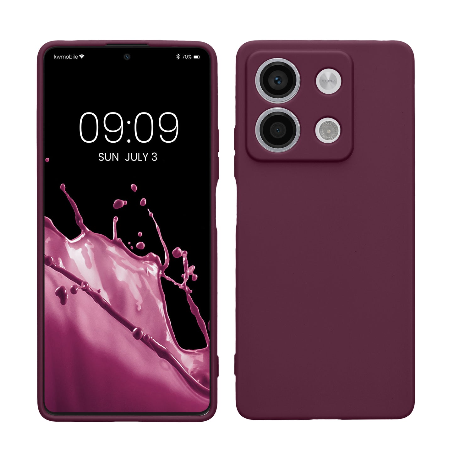kwmobile Handyhülle für Xiaomi Redmi Note 13 5G Hülle - weiches Handy Silikon Case - Schutzhülle Cover - Bordeaux Violett Bordeaux Violett  