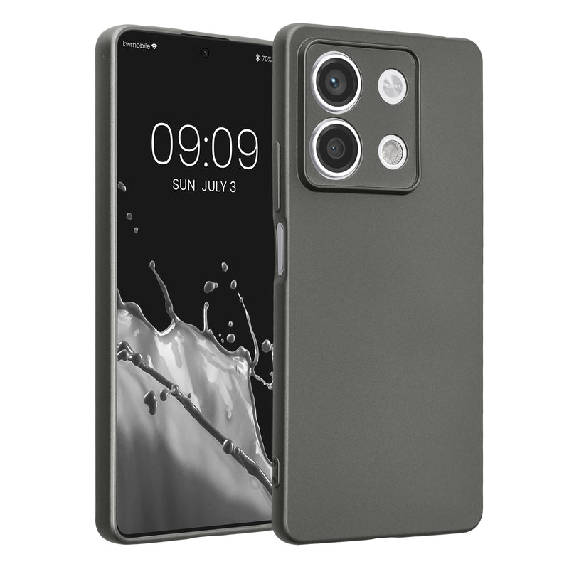 kwmobile Handyhülle für Xiaomi Redmi Note 13 5G Hülle - weiche Silikon Case metallisch schimmernd - Schutzhülle Cover - Metallic Grau Metallic Grau  