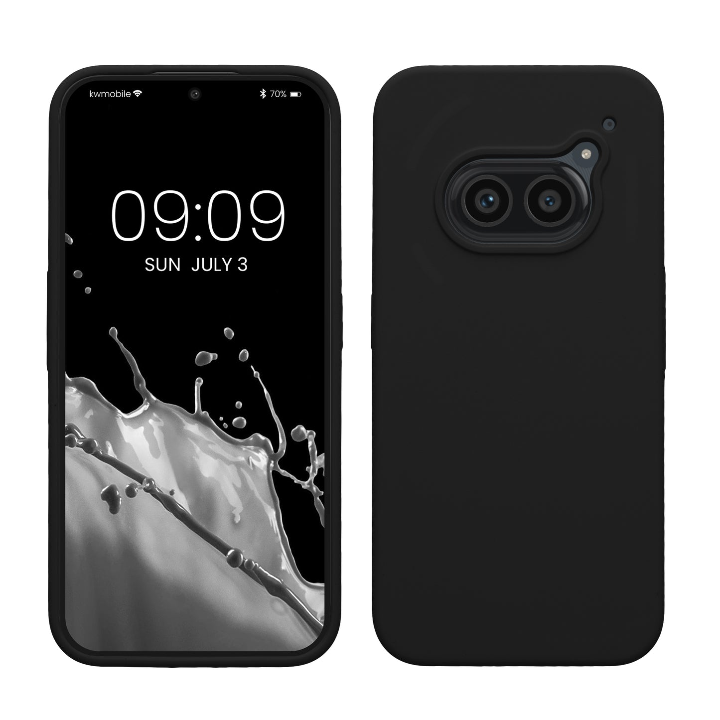 kwmobile Handyhülle für Nothing Phone 2a / Phone 2a Plus Hülle - Case Silikon - Kabelloses Laden - Schutzhülle Cover in Schwarz Schwarz  