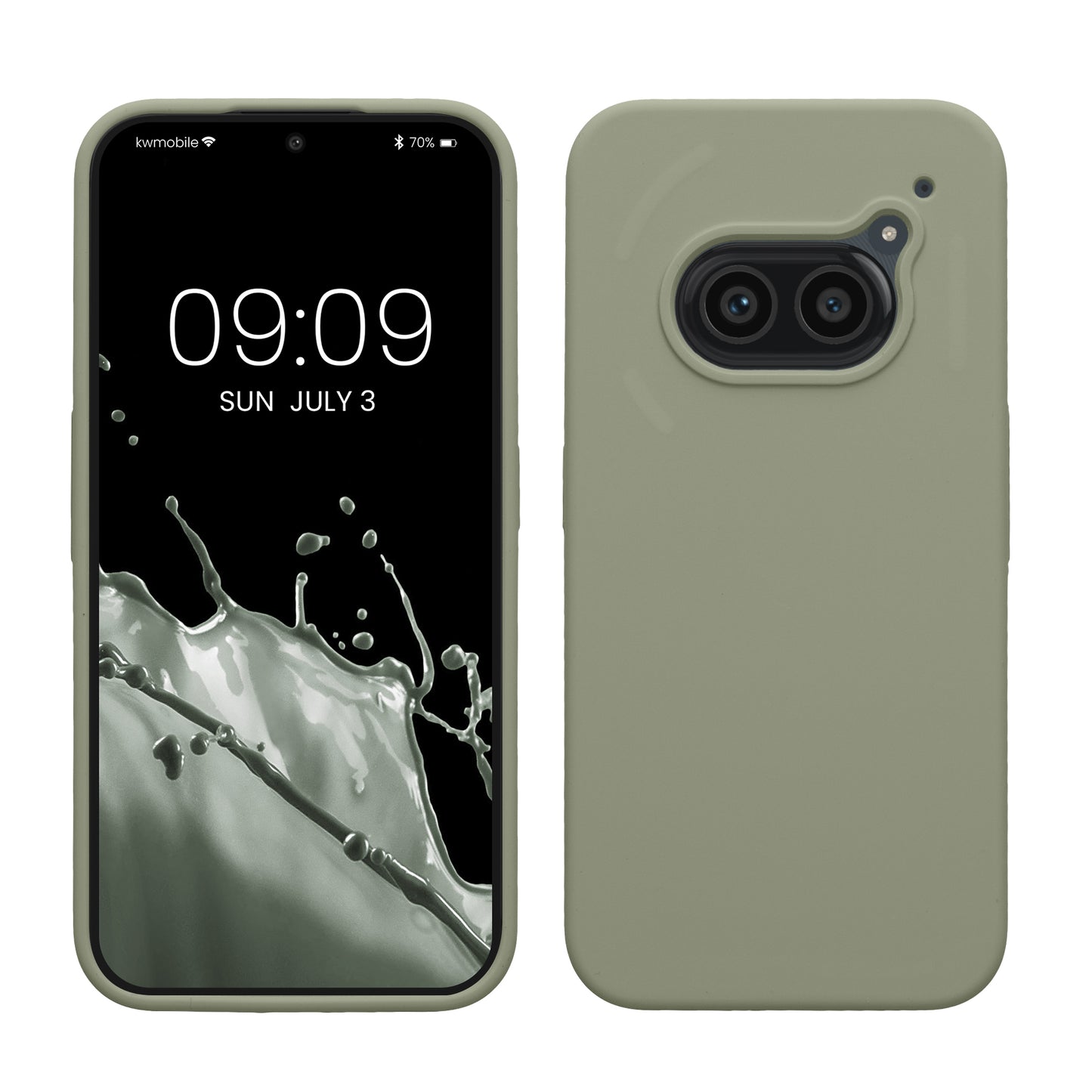 kwmobile Handyhülle für Nothing Phone 2a / Phone 2a Plus Hülle - Case Silikon - Kabelloses Laden - Schutzhülle Cover in Graugrün Graugrün  