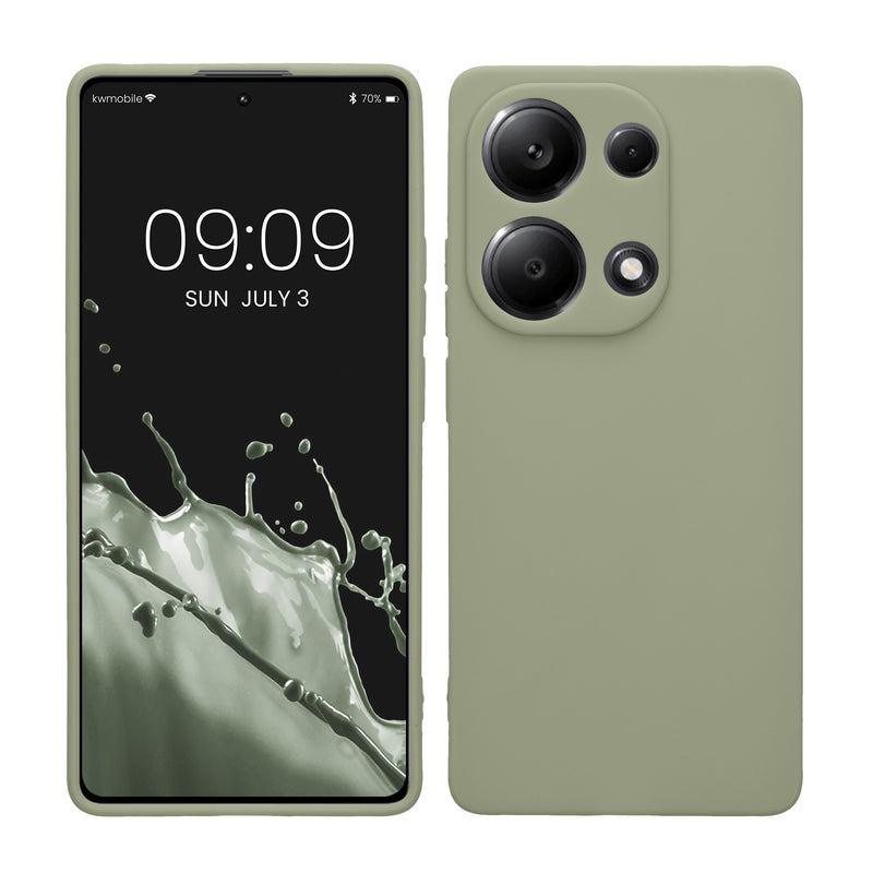 kwmobile Handyhülle für Xiaomi Redmi Note 13 Pro 4G Hülle - weiches Handy Silikon Case - Schutzhülle Cover - Graugrün Graugrün  