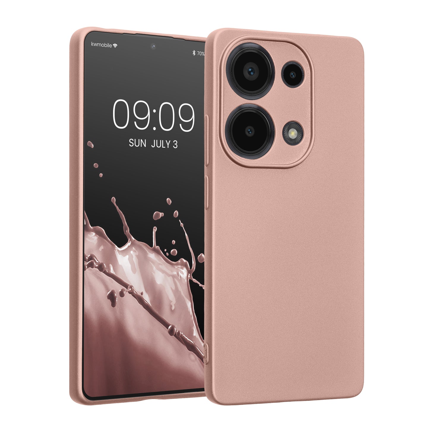 kwmobile Handyhülle für Xiaomi Redmi Note 13 Pro 4G Hülle - weiche Silikon Case metallisch schimmernd - Schutzhülle Cover - Metallic Rosegold Metallic Rosegold  
