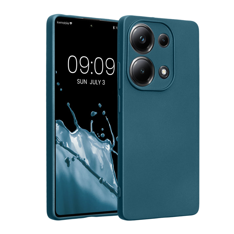 kwmobile Handyhülle für Xiaomi Poco M6 Pro (4G) Hülle - weiche Silikon Case metallisch schimmernd - Schutzhülle Cover - Metallic Karibikblau Metallic Karibikblau  