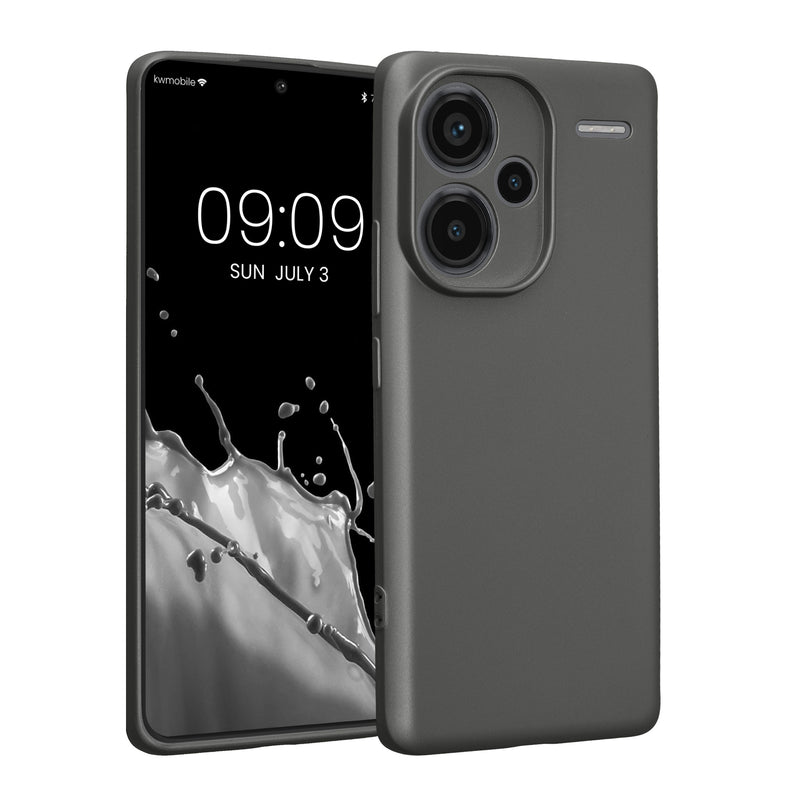 kwmobile Handyhülle für Xiaomi Redmi Note 13 Pro+ 5G / Redmi Note 13 Pro Plus 5G Hülle - weiche Silikon Case metallisch schimmernd - Schutzhülle Cover - Metallic Grau Metallic Grau  
