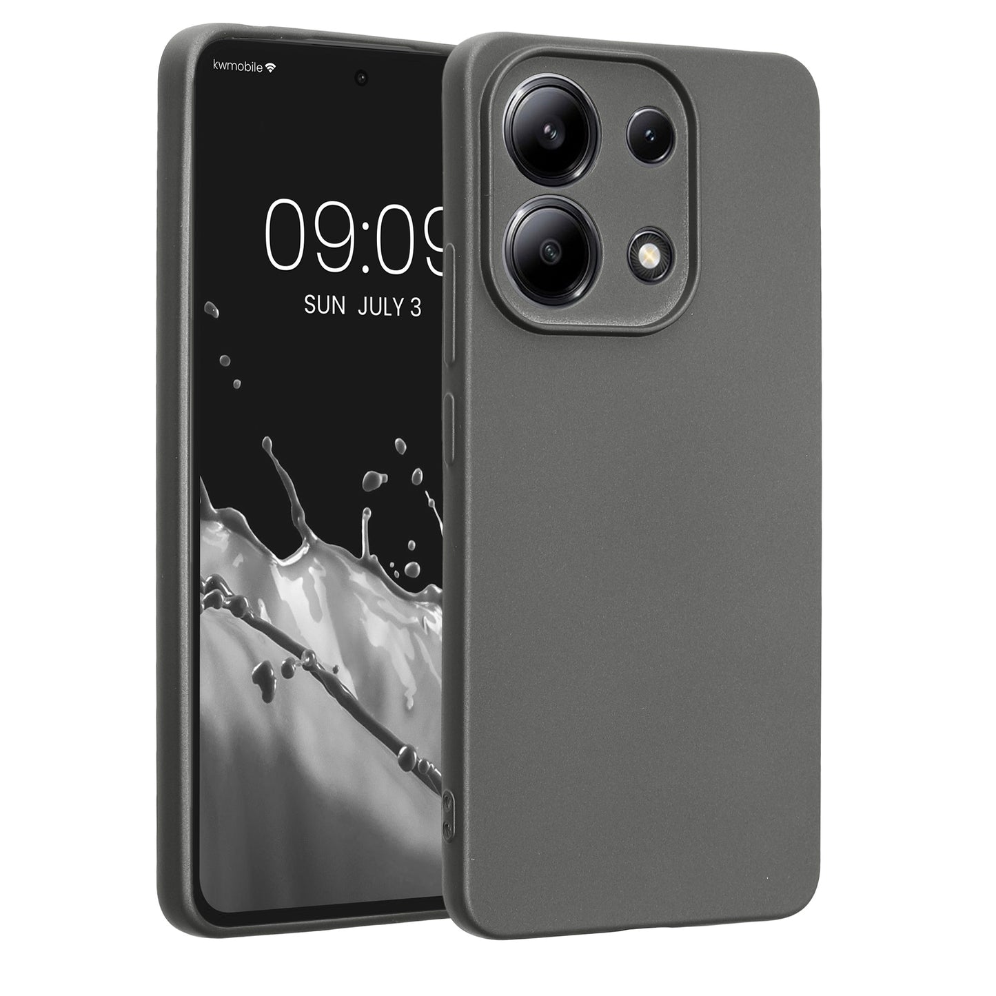 kwmobile Handyhülle für Xiaomi Redmi Note 13 4G Hülle - weiche Silikon Case metallisch schimmernd - Schutzhülle Cover - Metallic Grau Metallic Grau  