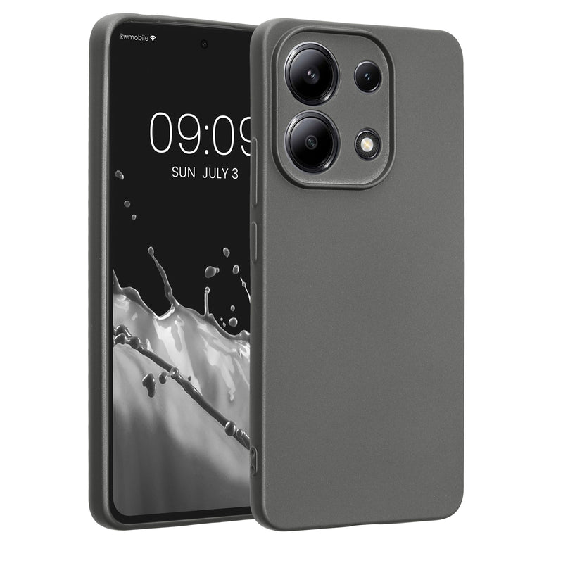 kwmobile Handyhülle für Xiaomi Redmi Note 13 4G Hülle - weiche Silikon Case metallisch schimmernd - Schutzhülle Cover - Metallic Grau Metallic Grau  
