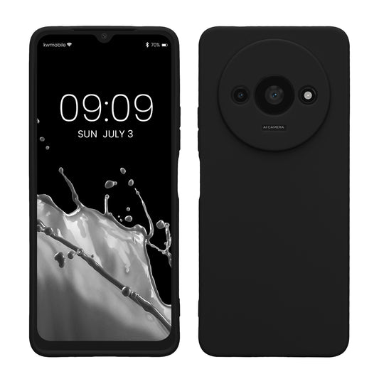kwmobile Handyhülle für Xiaomi Redmi A3 Hülle - weiches Handy Silikon Case - Schutzhülle Cover - Schwarz Schwarz  