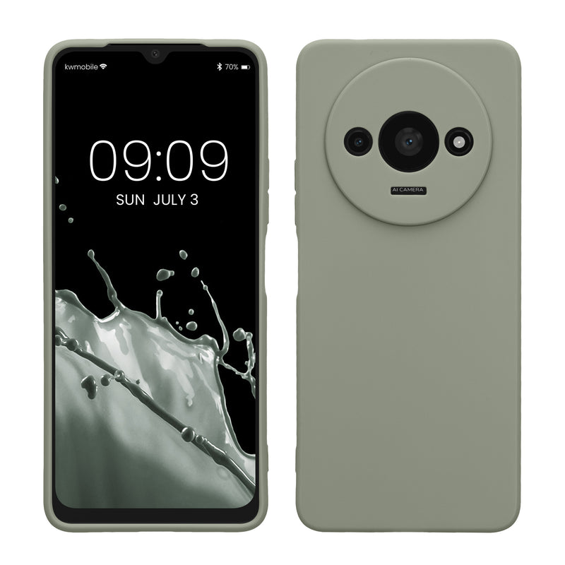 kwmobile Handyhülle für Xiaomi Redmi A3 Hülle - weiches Handy Silikon Case - Schutzhülle Cover - Graugrün Graugrün  