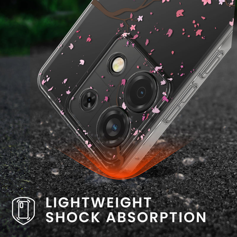 kwmobile Case Compatible with Xiaomi Redmi Note 13 Pro 5G / Poco X6 5G Phone Cover - With Glass Screen Protector - Cherry Blossom Petals