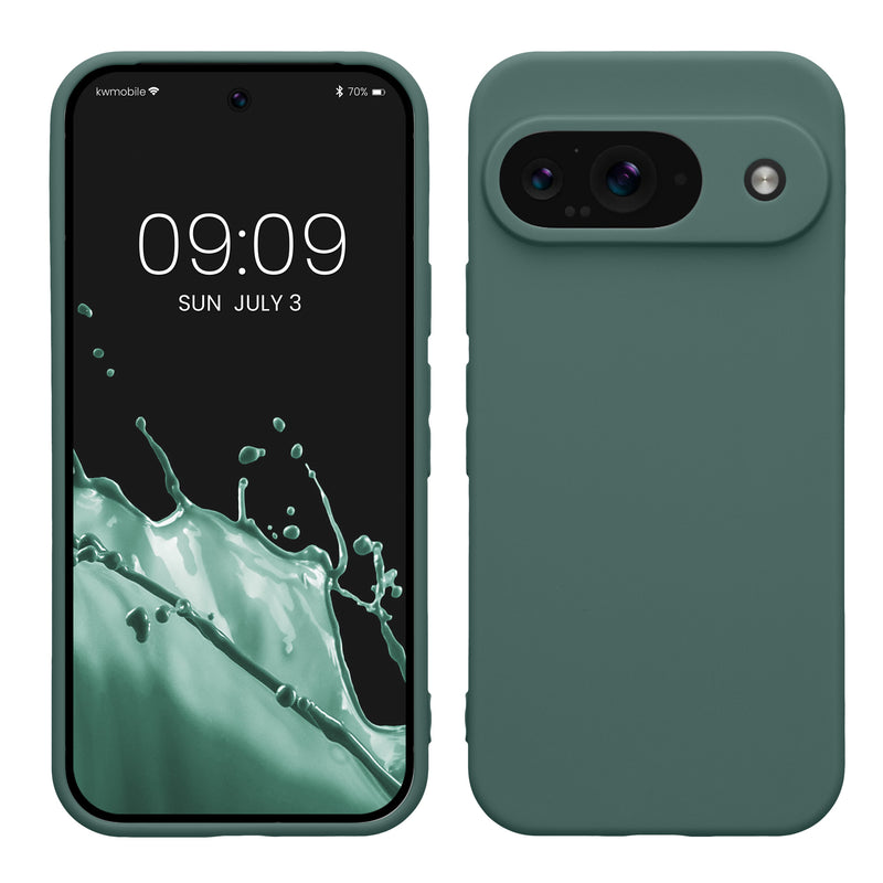 kwmobile Handyhülle für Google Pixel 9 Hülle - weiches Handy Silikon Case - Schutzhülle Cover - Blaugrün Blaugrün  