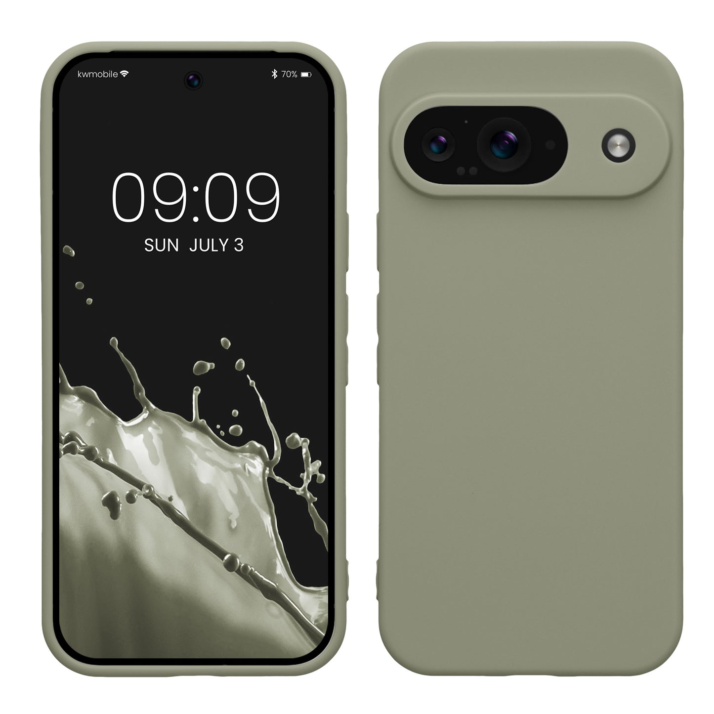 kwmobile Handyhülle für Google Pixel 9 Hülle - weiches Handy Silikon Case - Schutzhülle Cover - Graugrün Graugrün  