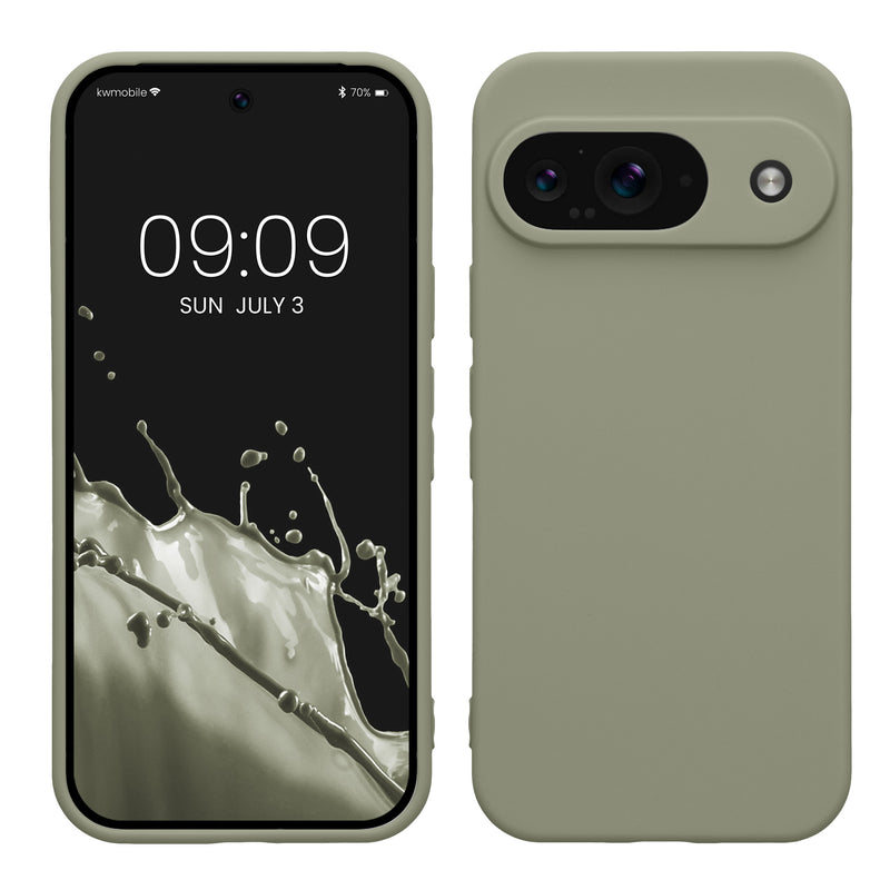 kwmobile Handyhülle für Google Pixel 9 Hülle - weiches Handy Silikon Case - Schutzhülle Cover - Graugrün Graugrün  