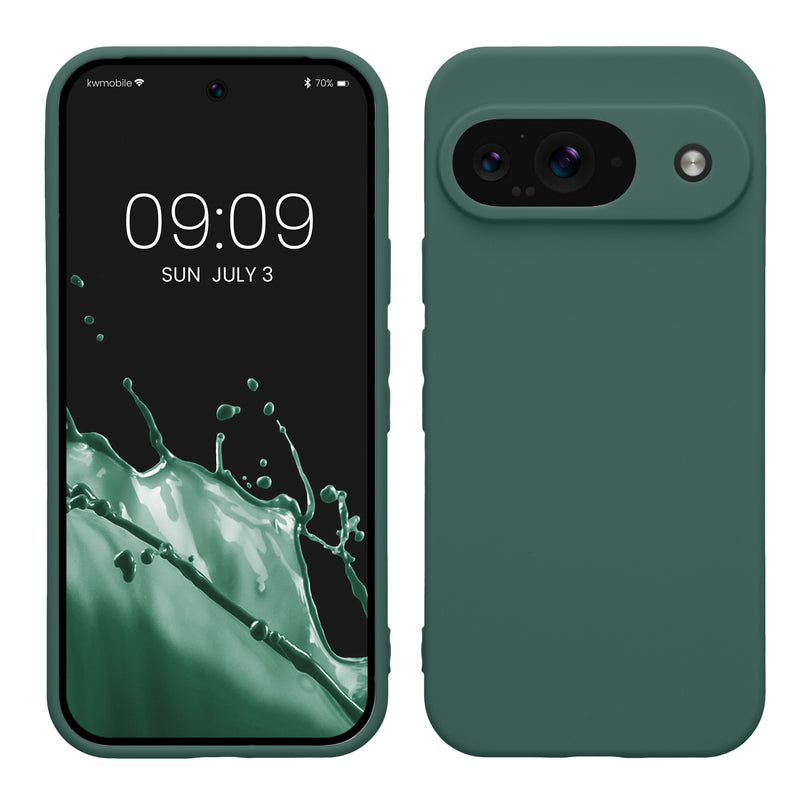 kwmobile Handyhülle für Google Pixel 9 Hülle - weiches Handy Silikon Case - Schutzhülle Cover - Tannengrün Tannengrün  