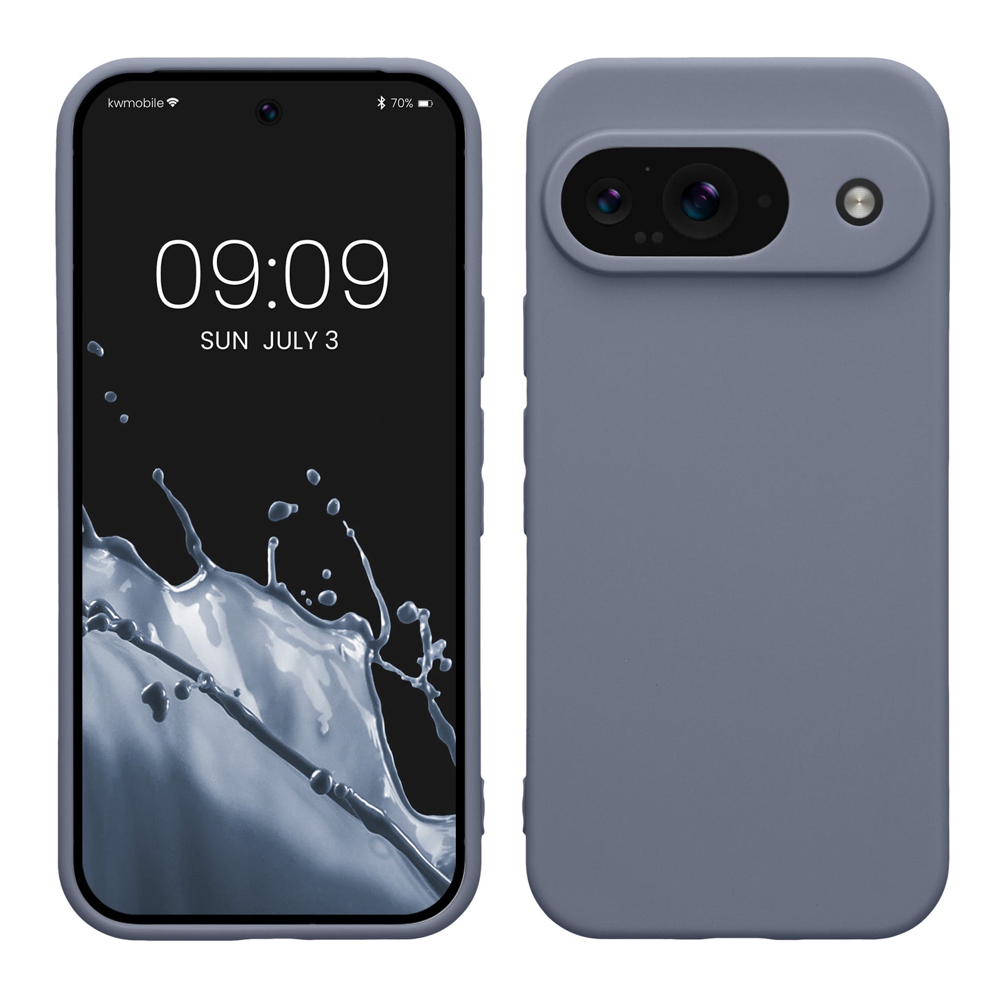 kwmobile Handyhülle für Google Pixel 9 Hülle - weiches Handy Silikon Case - Schutzhülle Cover - Blaugrau Blaugrau  