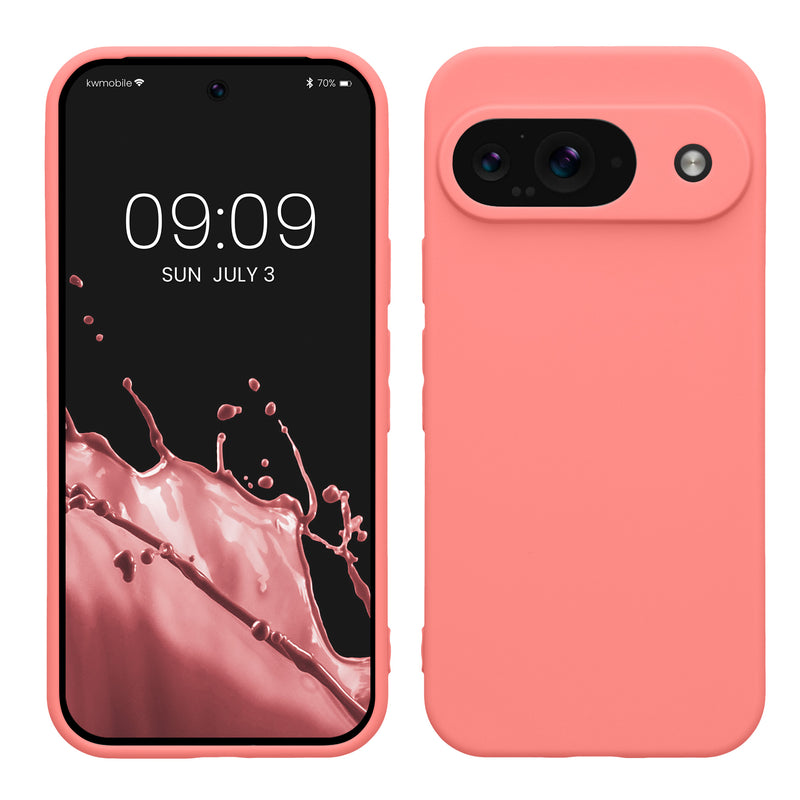 kwmobile Handyhülle für Google Pixel 9 Hülle - weiches Handy Silikon Case - Schutzhülle Cover - Pastell Koralle Pastell Koralle  