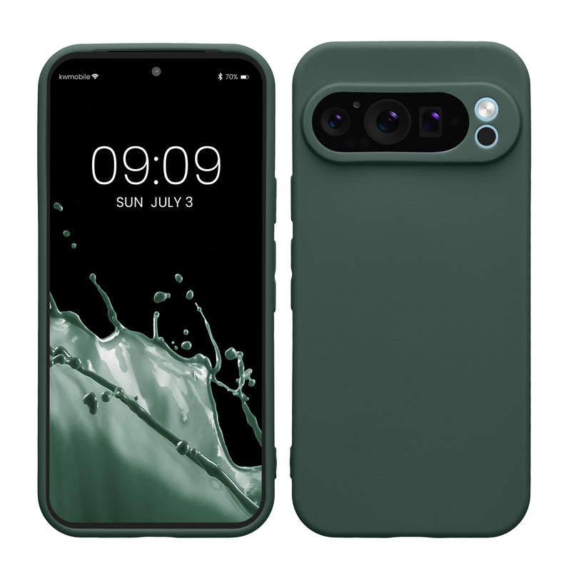 kwmobile Handyhülle für Google Pixel 9 Pro Hülle - weiches Handy Silikon Case - Schutzhülle Cover - Moosgrün Moosgrün  