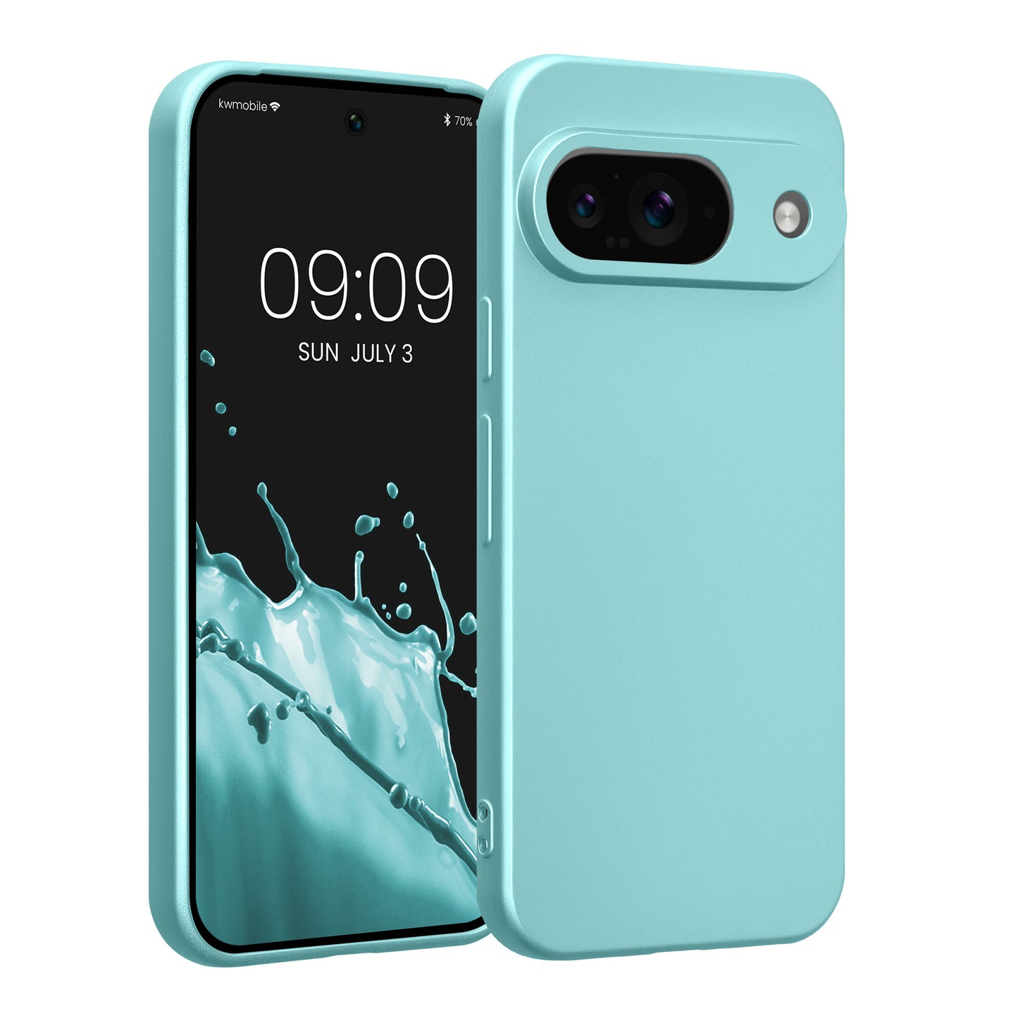 kwmobile Handyhülle für Google Pixel 9 Hülle - weiche Silikon Case metallisch schimmernd - Schutzhülle Cover - Metallic Mintgrün Metallic Mintgrün  