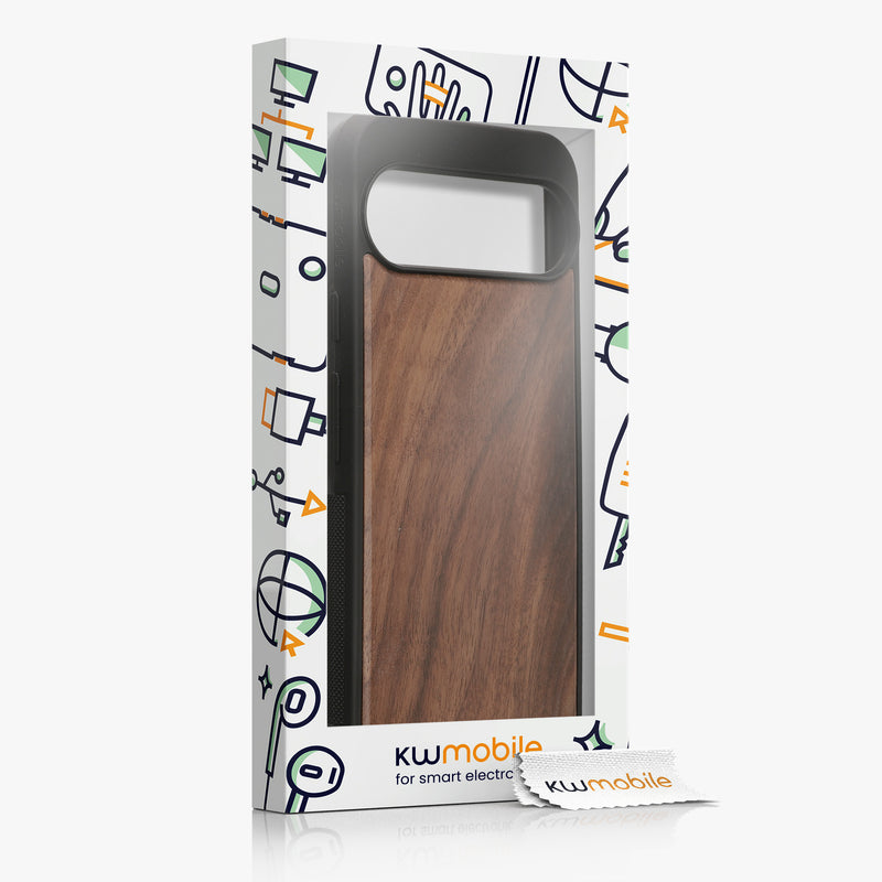 Google Pixel 9 Pro XL Shockproof Wood Hard Case with TPU Bumper