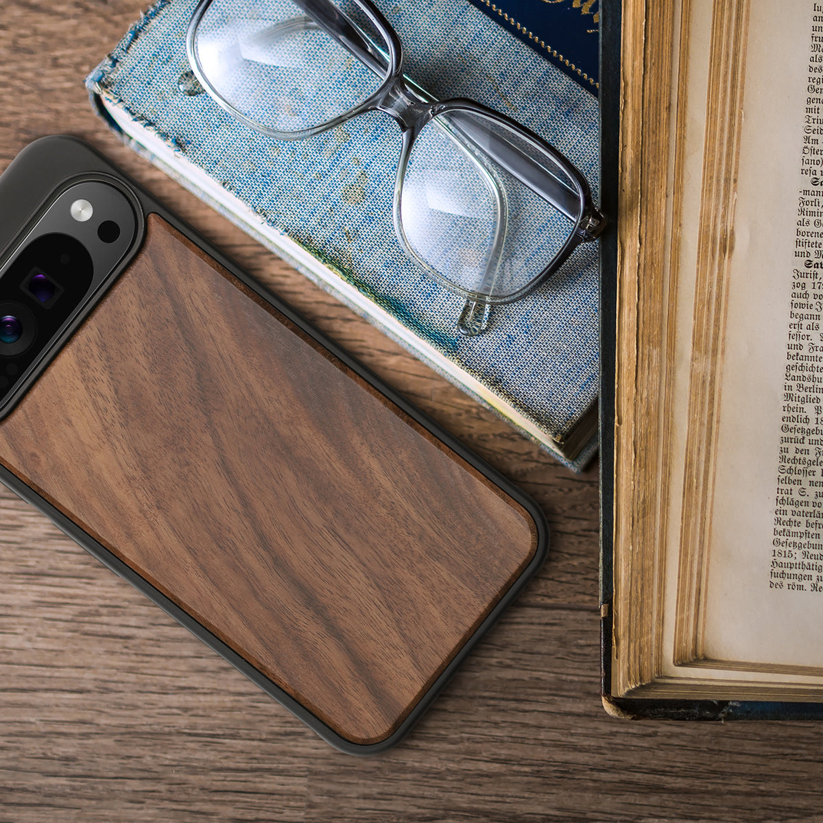 Google Pixel 9 Pro XL Shockproof Wood Hard Case with TPU Bumper