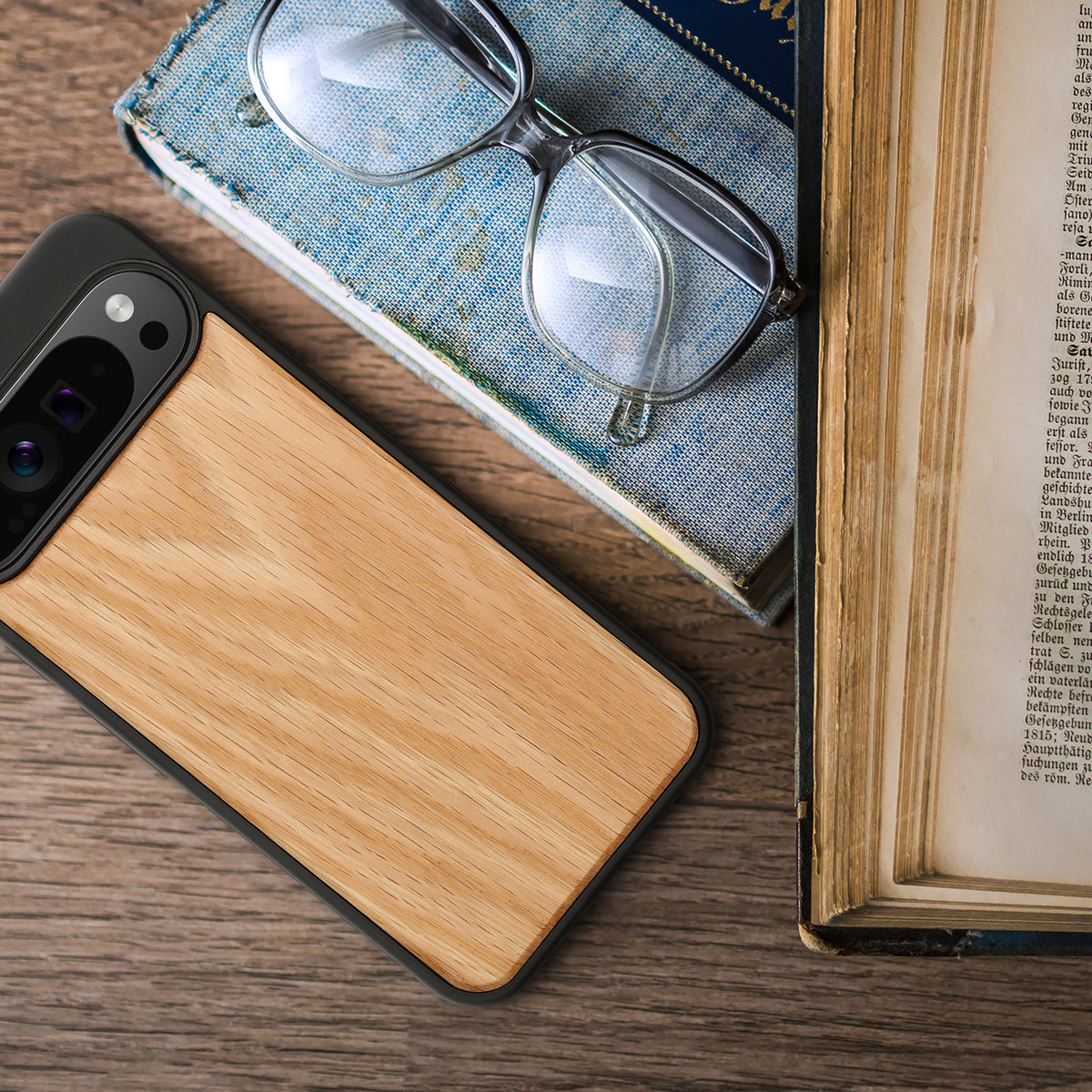 Google Pixel 9 Pro XL Shockproof Wood Hard Case with TPU Bumper